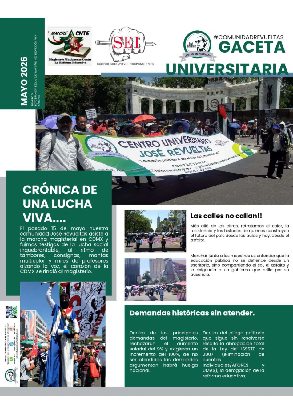 Portada de la Gaceta Universitaria del Centro Universitario José Revueltas, mayo 2026
