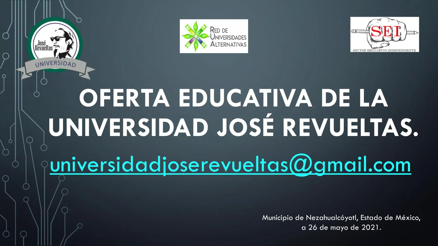 Portada de la oferta educativa de la Universidad José Revueltas.