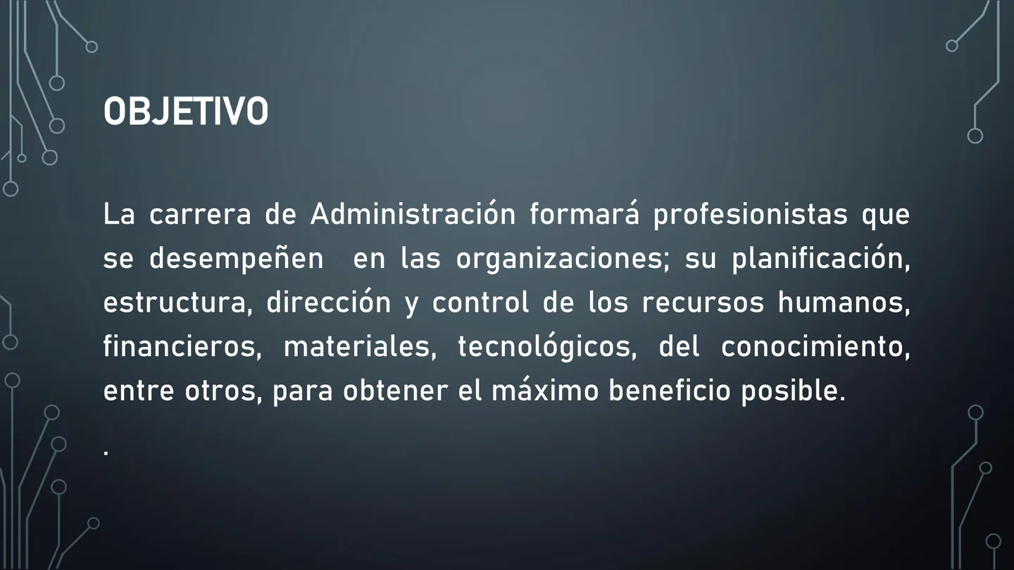 Objetivo de Licenciatura en Administración mostrado en el documento de oferta educativa.