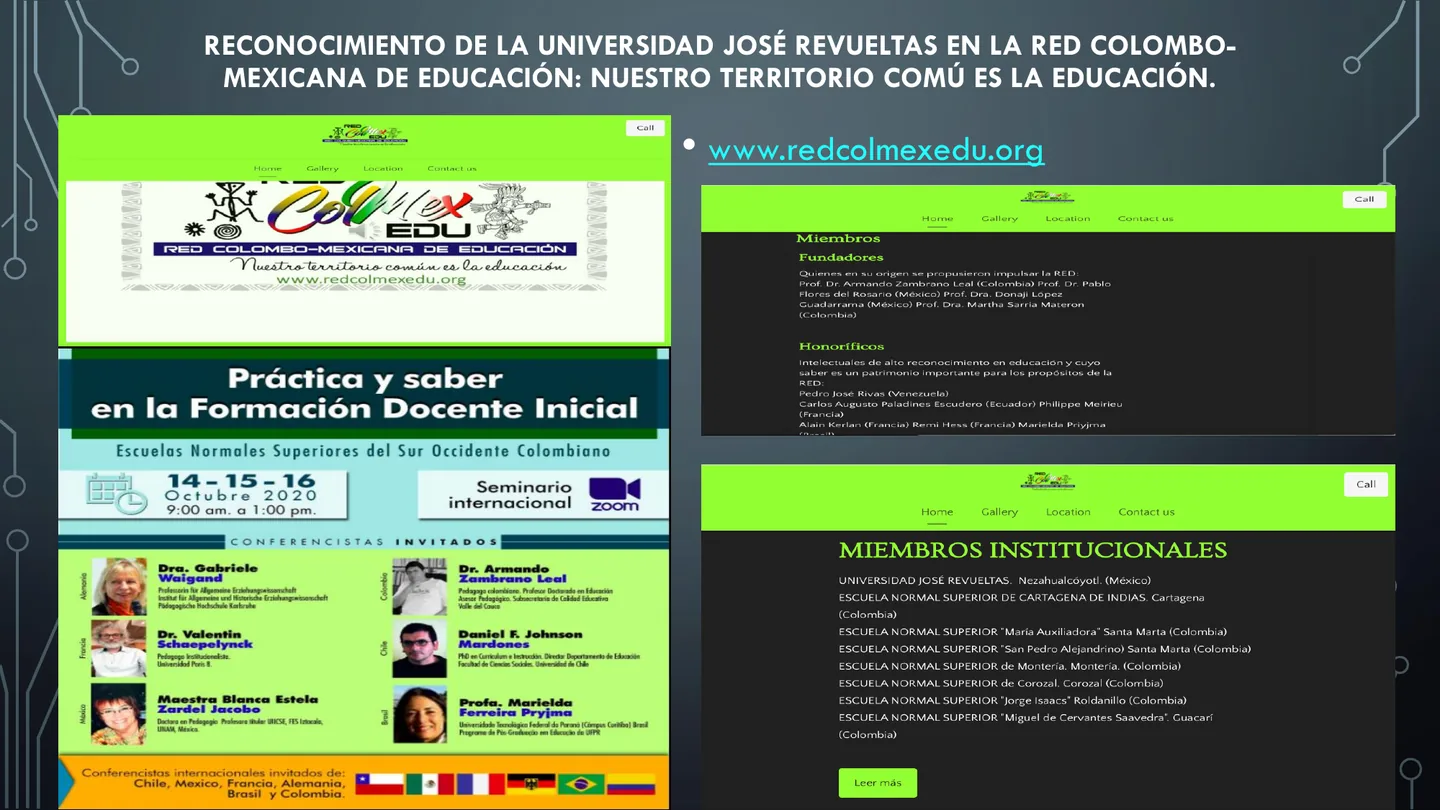 Reconocimiento de la Universidad José Revueltas en la Red Colombo-Mexicana de Educación.